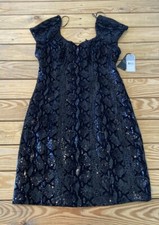 Guess NWT $138 Women’s Alexa Sequin Dress size 12 Black Sf6