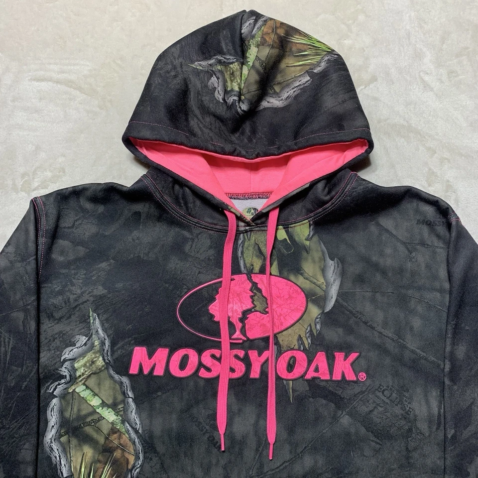 Mossy Oak Break-Up Eclipse Camo Hoodie Women's 2XL Neon Pink Accents Pullover - Image 2 of 4