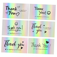 120Pcs Thank You Cards Small Business, Mini 6 Styles Holographic Silver Cards