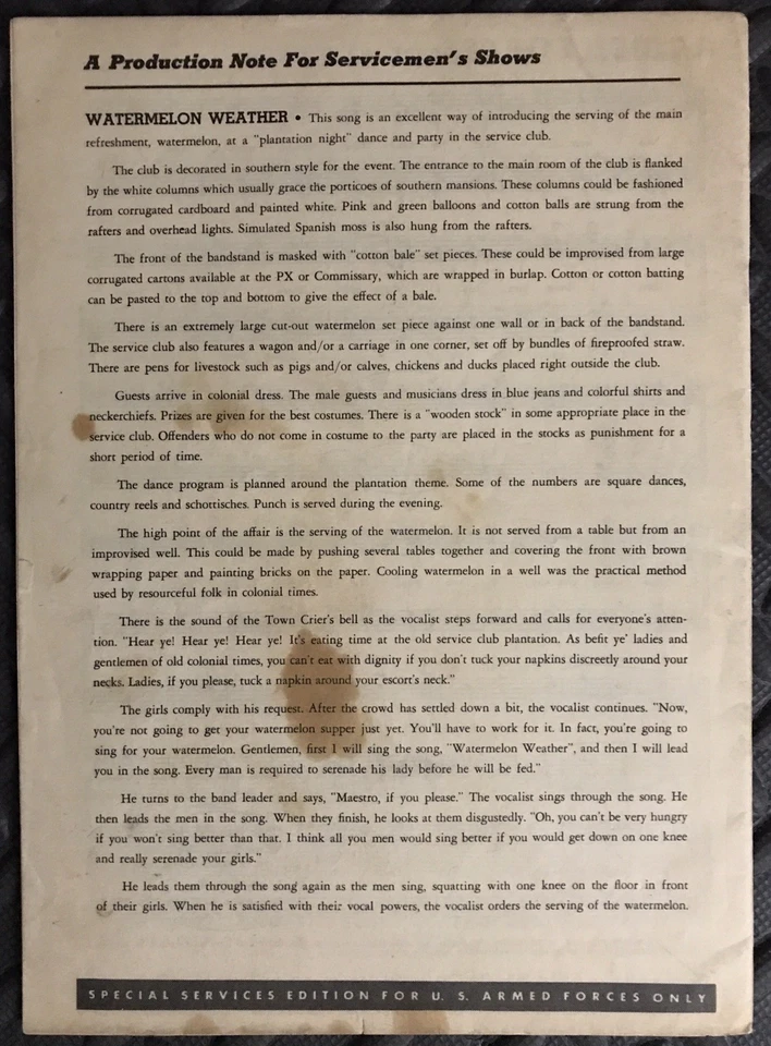 July 1952 Song Folio ~ US Armed Forces Army Navy USAF Piano Voice Guitar Quartet - Image 3 of 4