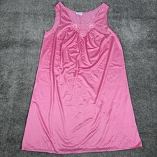 Vintage Lorraine Nightgown Women's Medium Pink Lace Detail Sleeveless Nylon USA