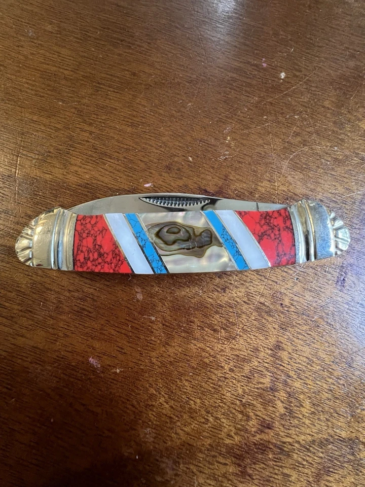 Cuchillo para canoa Stoneworx Rough Rider RR909 con mango de abulón Foto 3 de 4