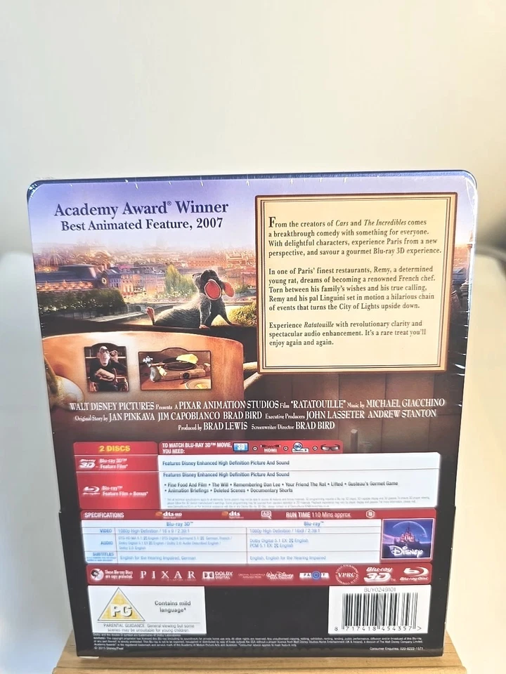 DISNEY  PIXAR  RATATOUILLE  3D  +  2D  BLU-RAY   STEELBOOK,  (  LOOSE  DISCS  ) - Image 4 of 4