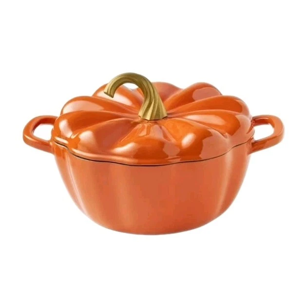 Pioneer Woman 3.5-Quart Enamel-on-Cast Iron Pumpkin Dutch Oven Orange