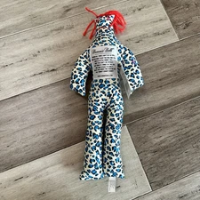Dammit Doll Stress Relief Blue Cheetah Leopard Print Red Yarn Hair 12" Tag NEW