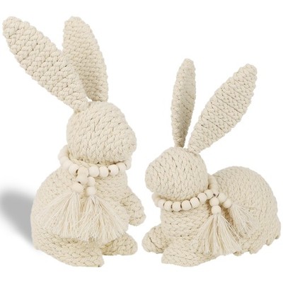 DR.DUDU 2 Pack Easter Bunny Figurines Decor, Rabbit Figurine Table Decoration...