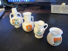 4 WH Goss crested china vases Manor of Instow, Barnstaple, Devonport, Dartmouth
