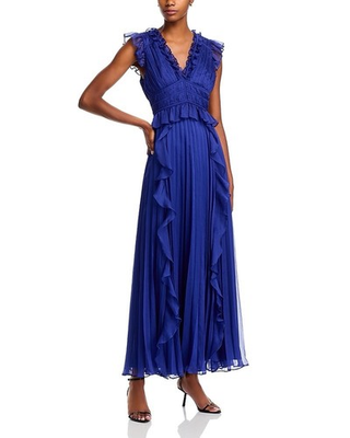 #ad $148 Aqua Flutter Maxi Dress SZ Large Defect $74.00