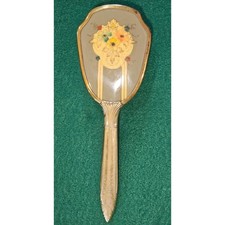 Vintage Handheld Vanity Gold Tone Hairbrush Made in U.S.A