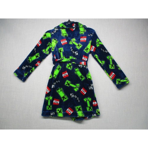 Minecraft Blue Green Cozy Gamer Graphic Belted Robe Size Boys 6/7 - Picture 10 of 12