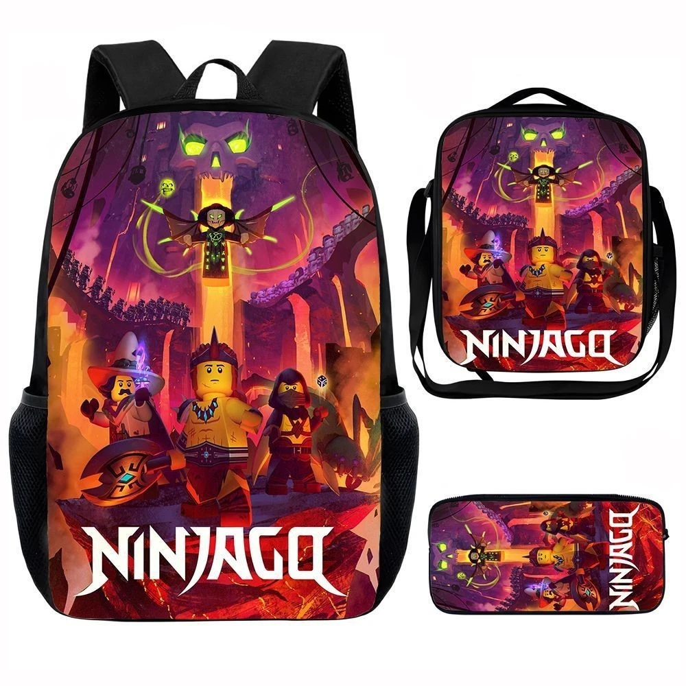 Ninjago Backpack Shoulder Bag Lunch Bag Pencil Case School Rucksack Set for Boys Girls