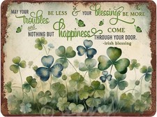 Vintage Shamrock St. Patrick's Day Tin Metal Signs Home D cor 8x12