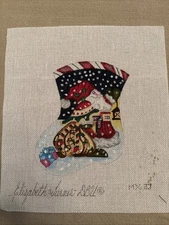 SANTA MINI STOCKING-ELIZABETH TURNER-HANDPAINTED NEEDLEPOINT CANVAS