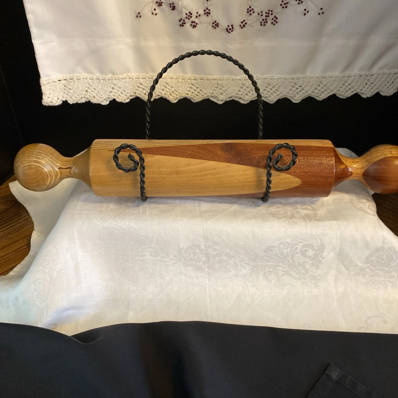 SEGMENTED HAND TURNED ROLLING PIN - 16" LONG X 3 1/2" DIAMETER With Stand