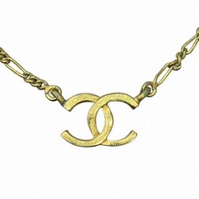 Chanel Coco Mark Necklace Women Gold One Size