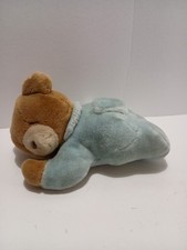 Vtg EDEN Plush MUSICAL Blue TEDDY Bear BABY Wind Up Sleeping Works Well