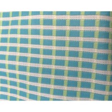 Vintage Aqua Green Windowpane Check Fabric Mod Atomic Era Poolside Retro Beach