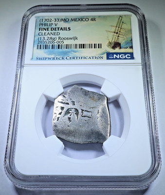 Rooswijk Shipwreck 1702-1733 Mexico 4 Reales NGC Spanish 1700's
