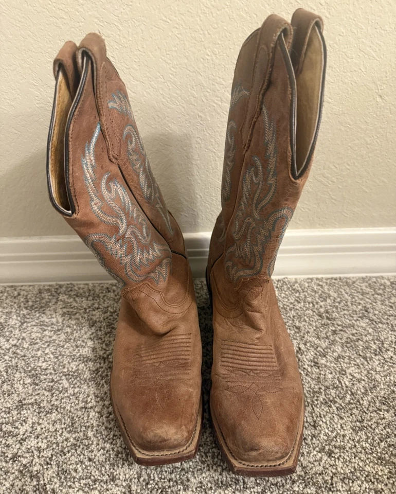 NOCONA Brown Leather BLUEBONNET Square Toe Cowboy Boots Womens Size 6.5 B 5009 - Image 4 of 4