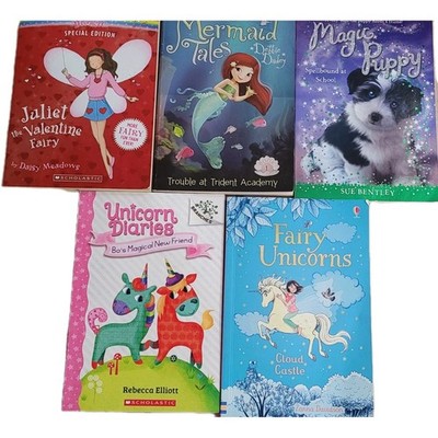 Lot Of 5 Girl Themed Chapter Books: Unicorns, Fairies, Puppies, Mermaids 