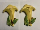 Vintage McCoy Pair Of Yellow Lily Pocket Vases