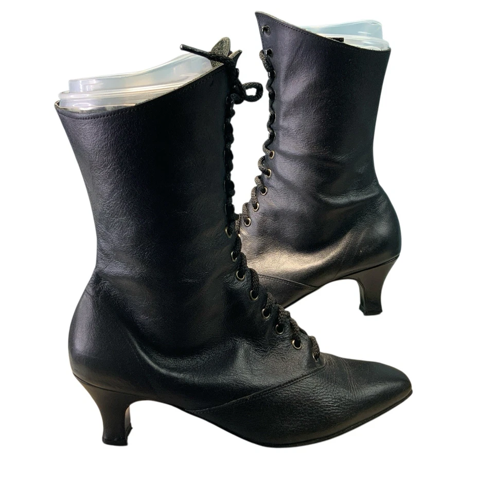 Magdesians 305647 Botas de Cuero Negro Granny Core Con Cordones Talla 6.5W Foto 2 de 4