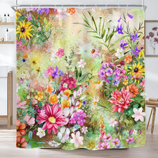 Spring Summer Floral Shower Curtain  Wildflower 72"W x 72"L Pack of 1 A-green