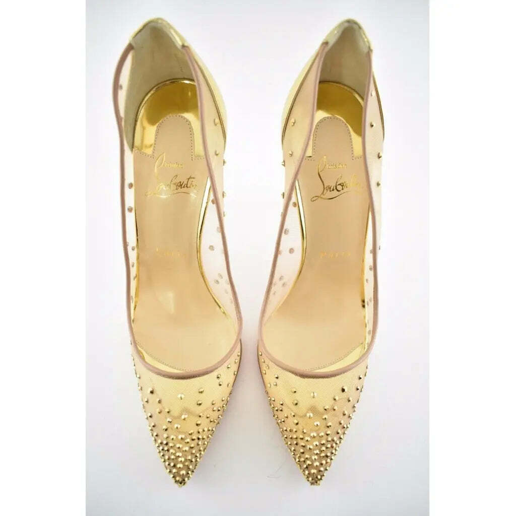 ルブタンパンプス❤️ハイヒールFOLLIES STRASS 100 クリスタル美脚 Follies Strass - 100 mm Pumps - Mesh and strass - Black