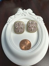 Vintage Style Pink Enamel S925 Stud Earrings Sterling Silver Post