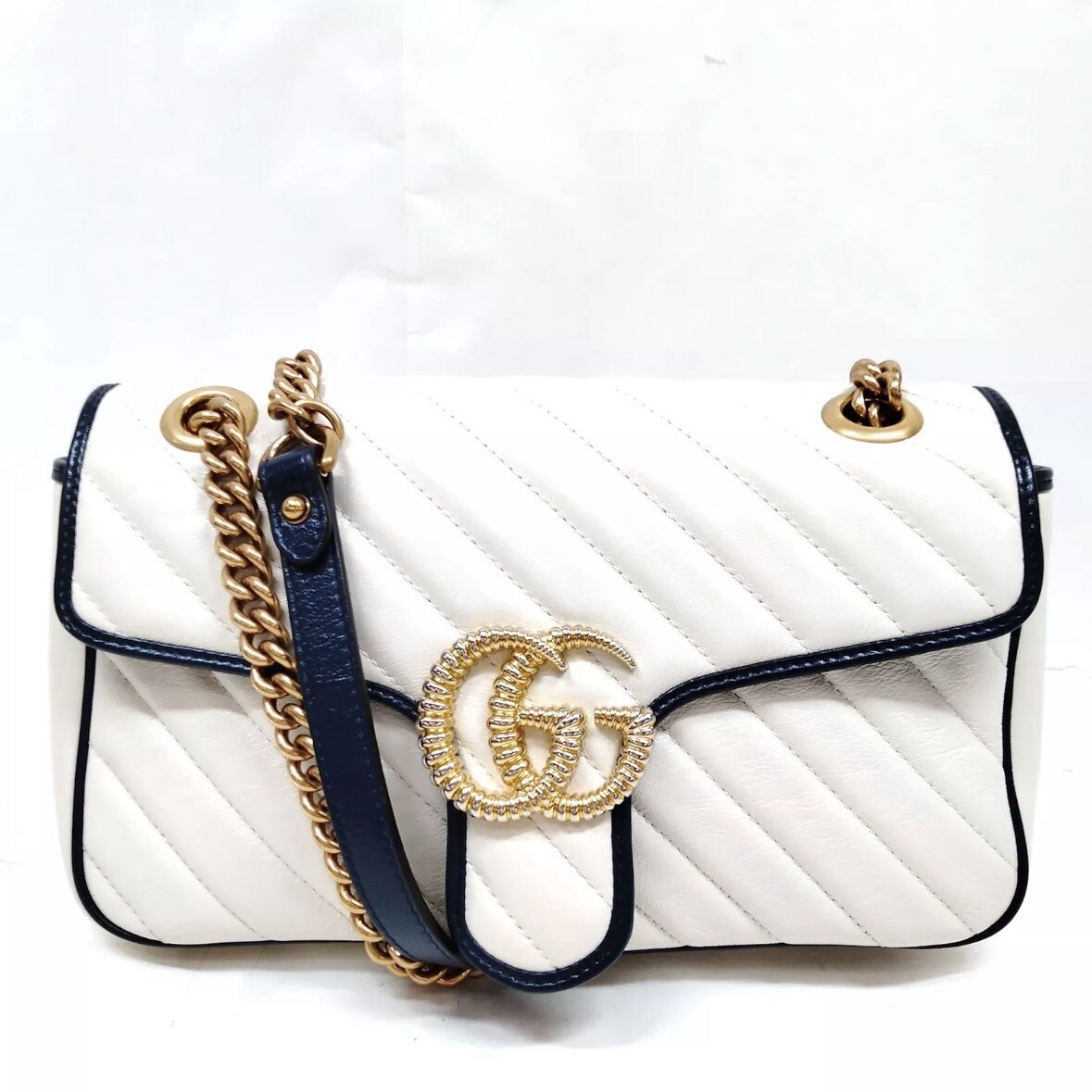 Gucci Shoulder Bag GG Marmont White Leather 3253211