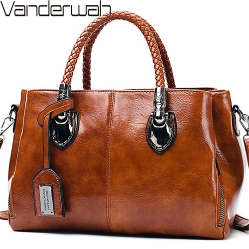 Bolsos De Mano Vintage De Cera De Aceite De Cuero Lujo Para Mujer Bolsa  Elegante | eBay
