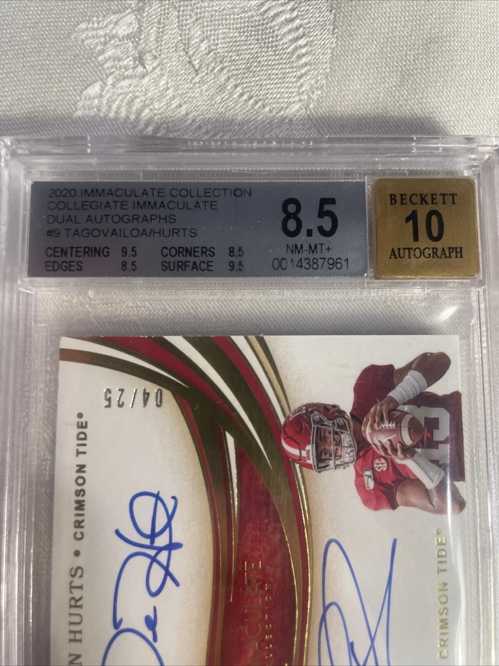 2020 Immaculate Dual Rookie Autographs Jalen Hurts, Tua Tagovailoa /25 Auto 10 - Image 3 of 3