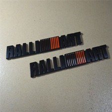 2x Black Orange Matte RALLI ART Big Metal Badge Decal Sticker Emblem Motor Turbo