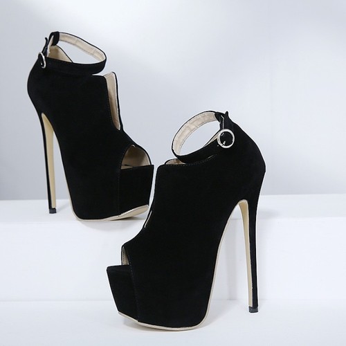black peep toe heels platform