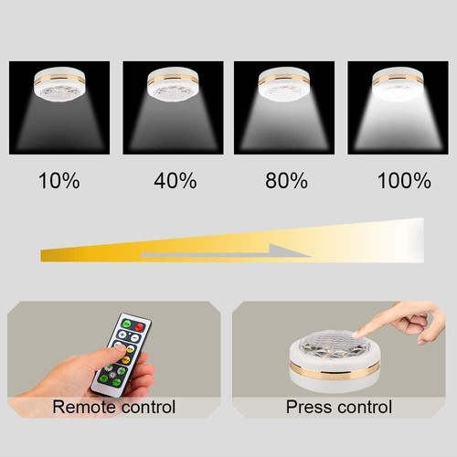 LEASTYLE LED Puck Lights with Remote Control 6 Pack, Under Cabinet 6 Pack - Picture 3 of 5