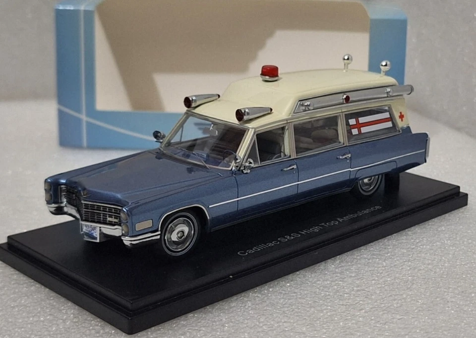WOW Cadillac S&S Ambulance 1966 Blue Met 1:43 Neo 49545 EXTREMELY RARE!! - Image 2 of 4
