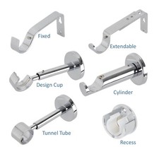 Curtain Pole Bracket, Chrome Effect support for 28mm curtain poles | ABC Decor