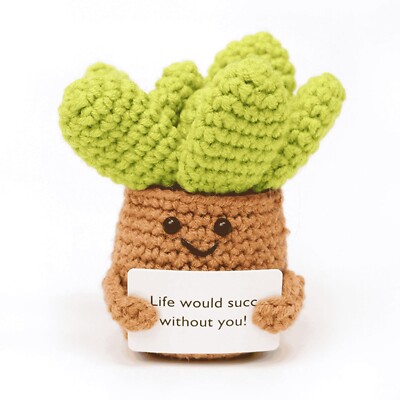 Positive Crochet Succulent Handcrafed Emotional Support Poted Plant Creative ...