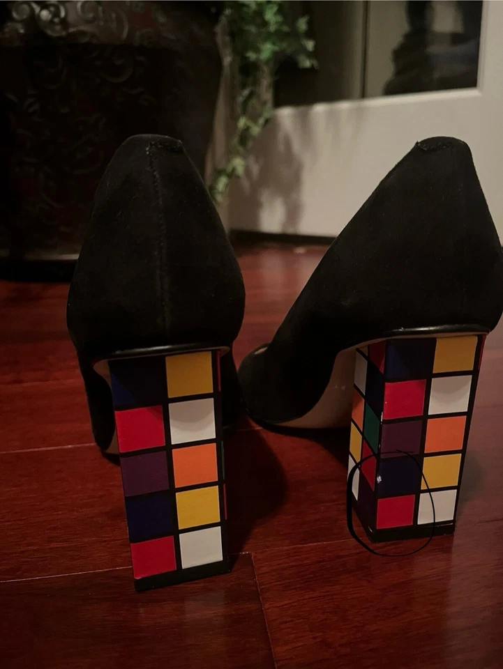 Katy Perry Gamuza Cubo de Rubik Tacón Bloque Punta Abierta Talla 6.5 Foto 3 de 3