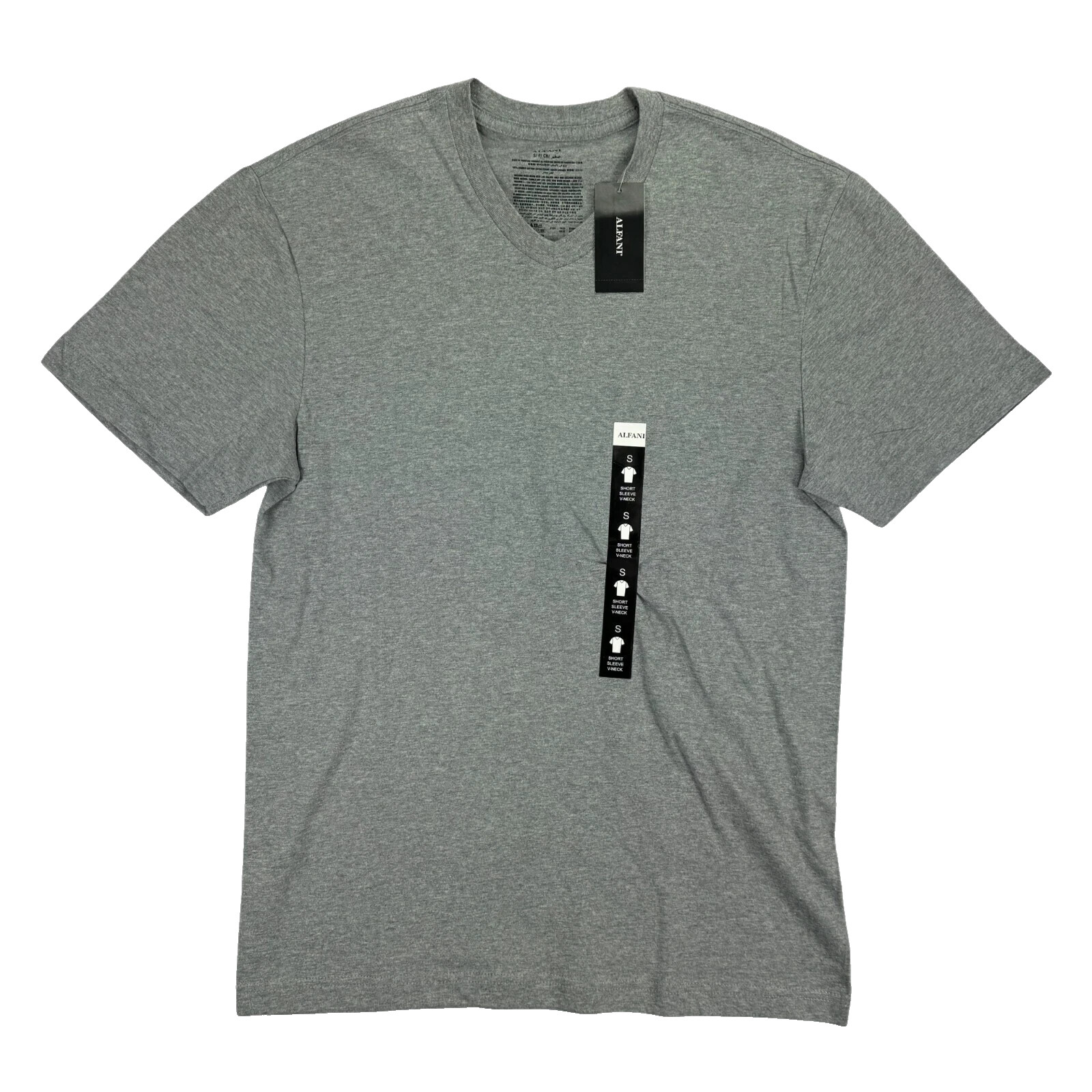 Мужская футболка Alfani с V-образным вырезом и коротким рукавом обычного кроя серого цвета S 2590₽