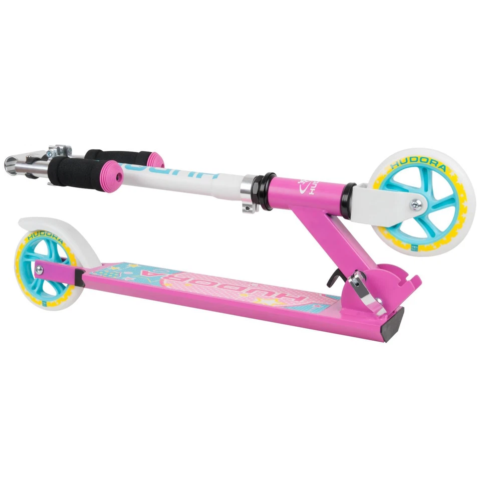 Hudora Kinder Scooter Pink Rosa Roller Mädchen Rutschfest 100kg klappbar robust - Bild 2 von 4