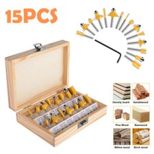 6.35MM Shank Top Bearing Flush Trim Carbide Router Bit Set Milling 15Pcs Cutter