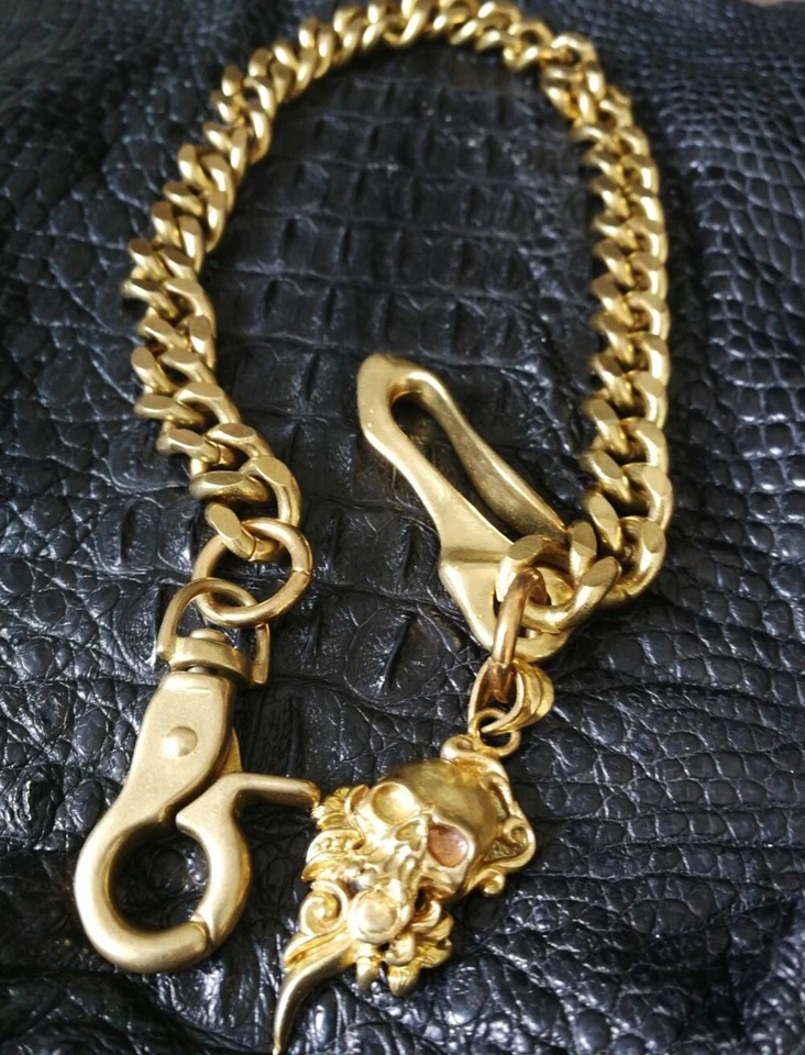 Llavero de latón real para hombre billetera de motociclista calavera de roca motocicleta tractor recuerdo Foto 4 de 4