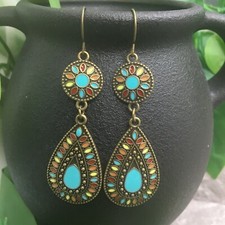 3  Bronze-tone Earring Set Bohemian Retro Dangle Drop Hook New Free Ship 9980