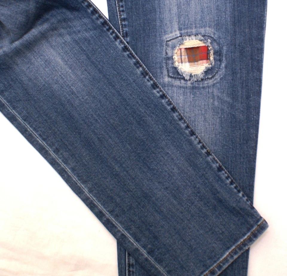 Kut From The Kloth Straight Leg Jeans Distressed w/Leg Patch Womens Size 10 X 31 - Image 2 of 4
