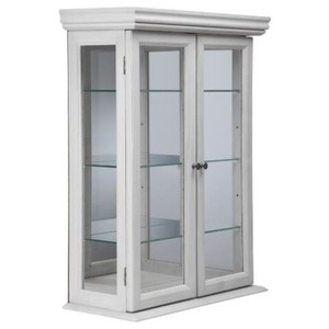 Wall Display Cabinet White Curio Hardwood Glass Doors Shelves Wall