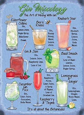 Gin Mixology Cocktail Rezepte Kleines Metallschild 200mm x 150mm