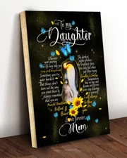 Penguin To My Daughter I Pray You'll Always Be Safe Love Your Mom Flower Canvas
