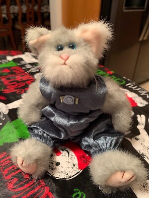 1993 Ty Attic Treasures Beanie Babies WHISKERS Jointed Grey Kitty Cat Retired