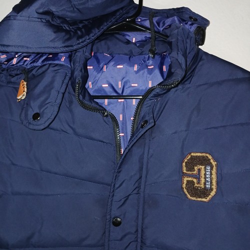 Jeep VTG Duck Down Blue Puffer Jacket Mens Size M Zip Up Winter Quilted Coat RA - Picture 5 of 14